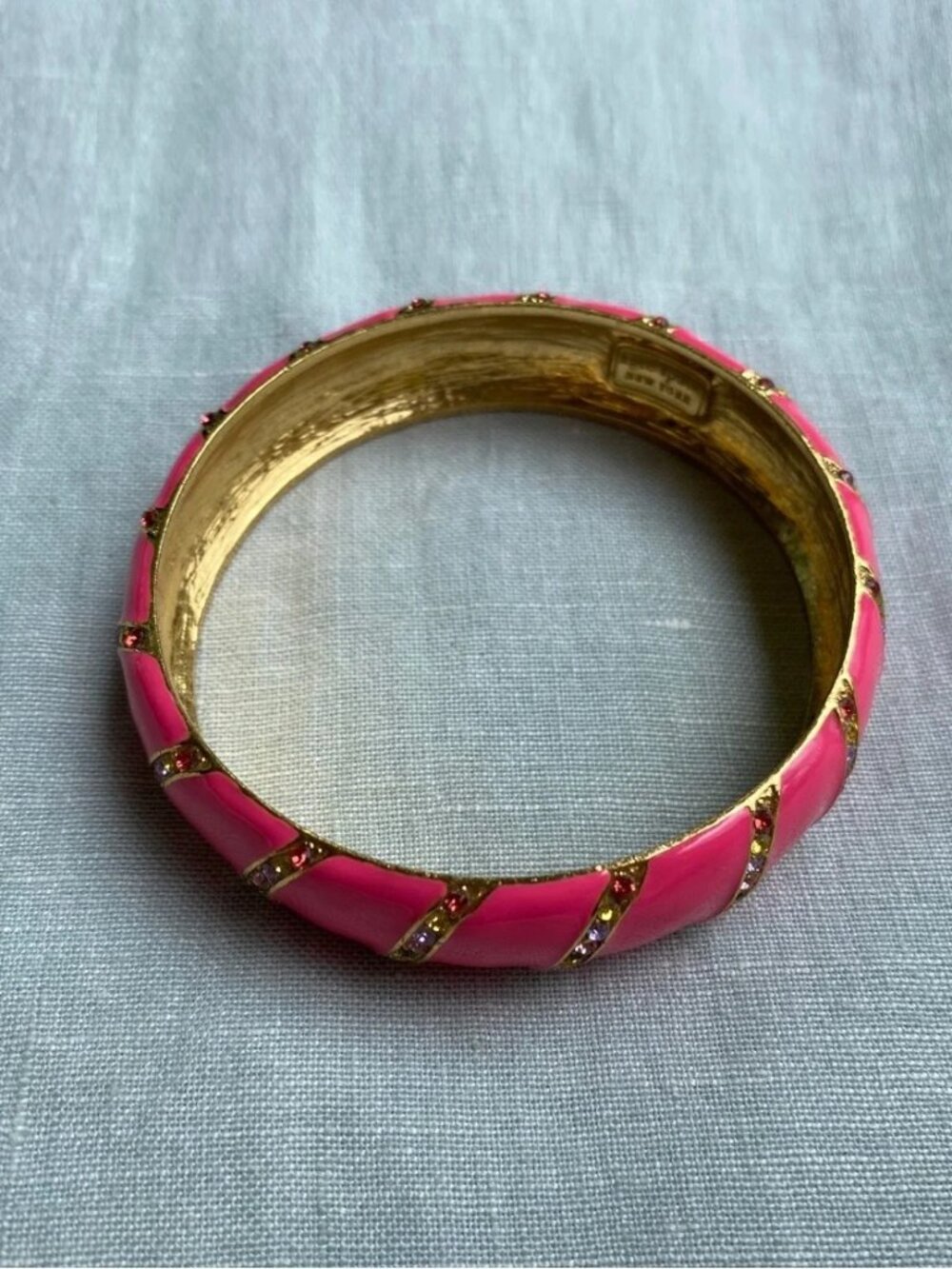 Kate Spade pink enamel rainbow crystal Lollie bangle bracelet - Picture 5 of 9